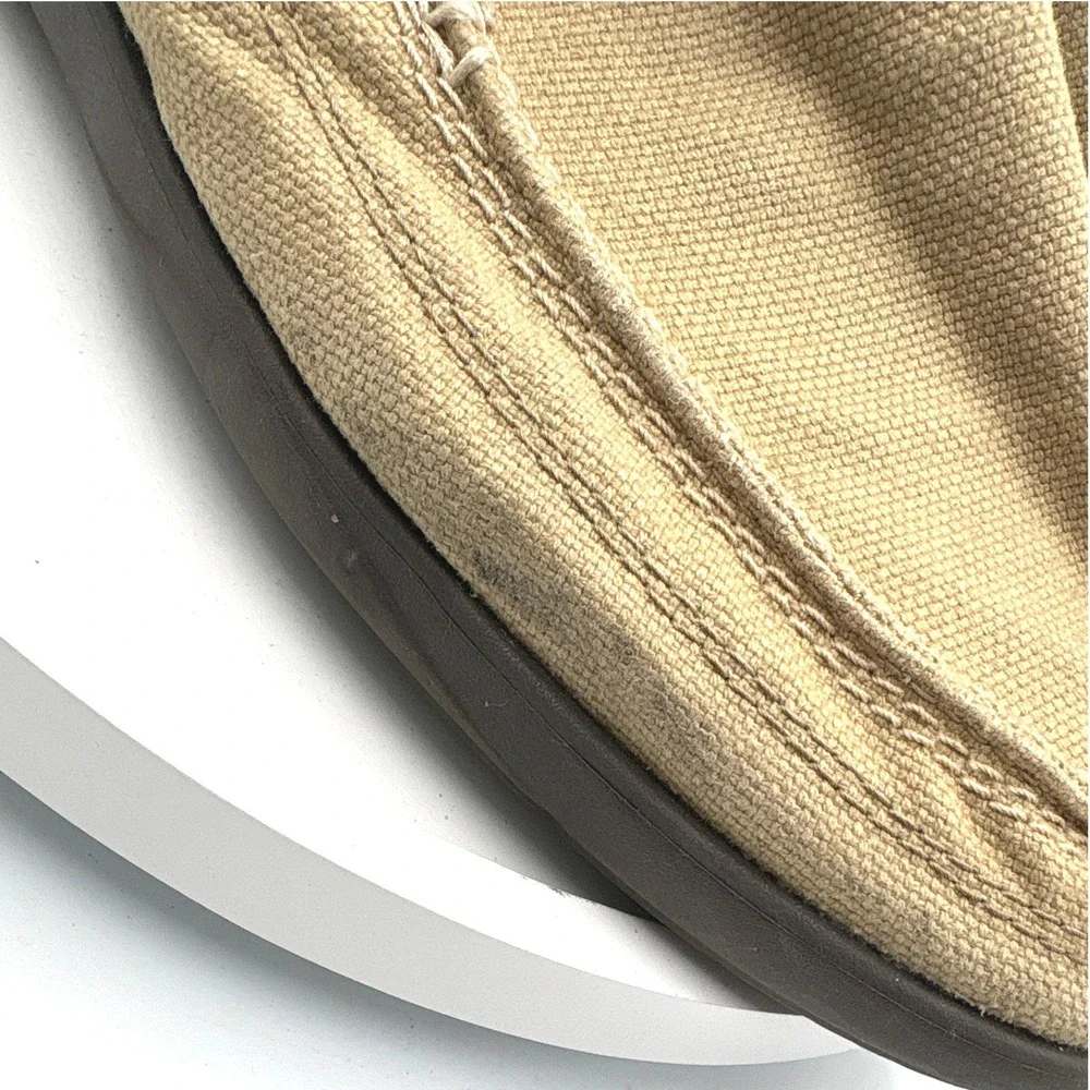 Crocs Santa Cruz Mens Khaki Canvas Slip On Loafers Size M12 Tan 11270